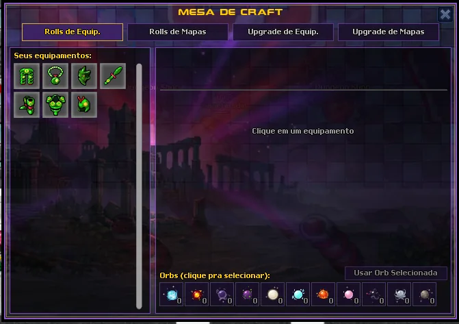 Mesa de Craft: equipamentos